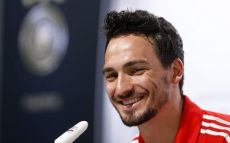 Germany's national soccer team player Hummels addresses a news conference in the village of Santo Andre